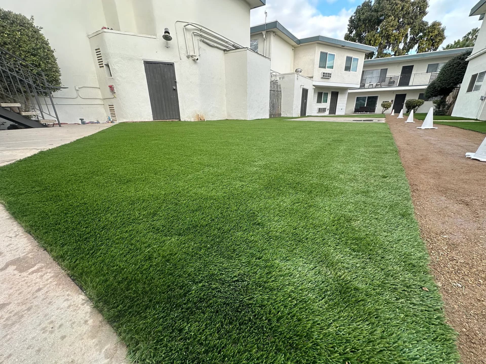 Front yard after artificial grass installation