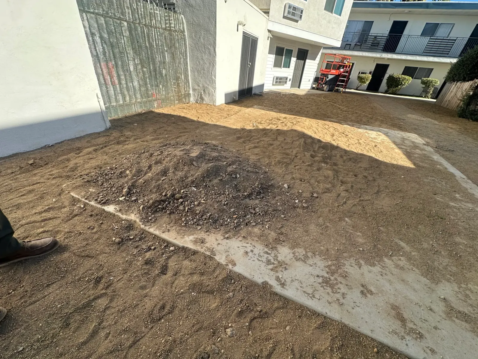 Yard before artificial grass installation